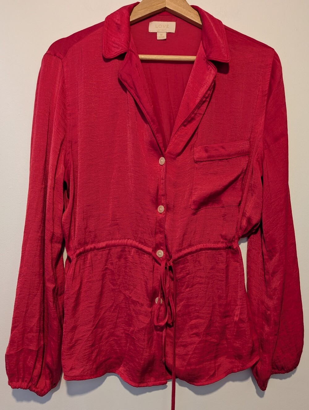 LOVE by GAP Pink Satin Lounge / Pajama Top Size M